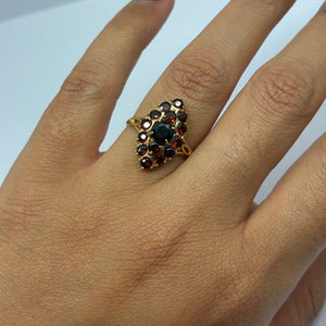 Bague Marquise en Or Jaune avec Grenat 18K Taille 54