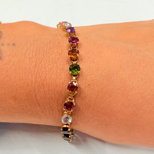 Bracelet en Or Jaune 18K avec Pierres de Couleurs