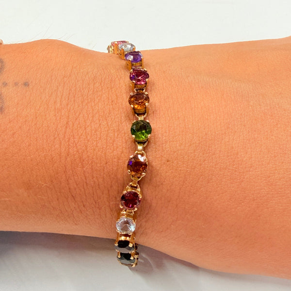 Bracelet en Or Jaune 18K avec Pierres de Couleurs