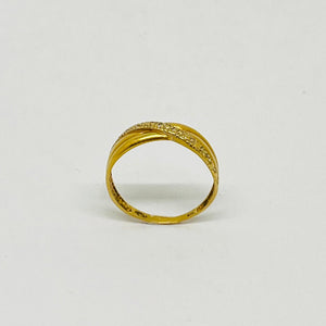 Bague en Or Jaune 18 Carats avec Éclats de Diamants - Taille 58