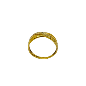 Bague en Or Jaune 18 Carats avec Éclats de Diamants - Taille 58