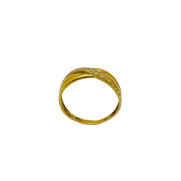 Bague en Or Jaune 18 Carats avec Éclats de Diamants - Taille 58