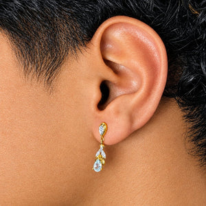 Boucles d'oreilles pendantes en or jaune et blanc 18 K