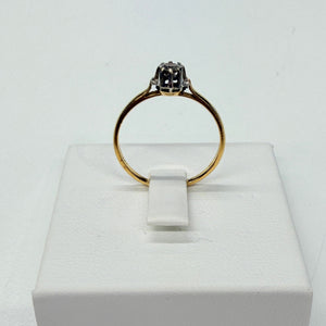 Bague Solitaire en Or Jaune et Blanc 18k Taille 54
