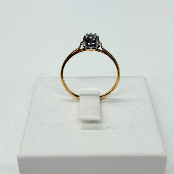 Bague Solitaire en Or Jaune et Blanc 18k Taille 54