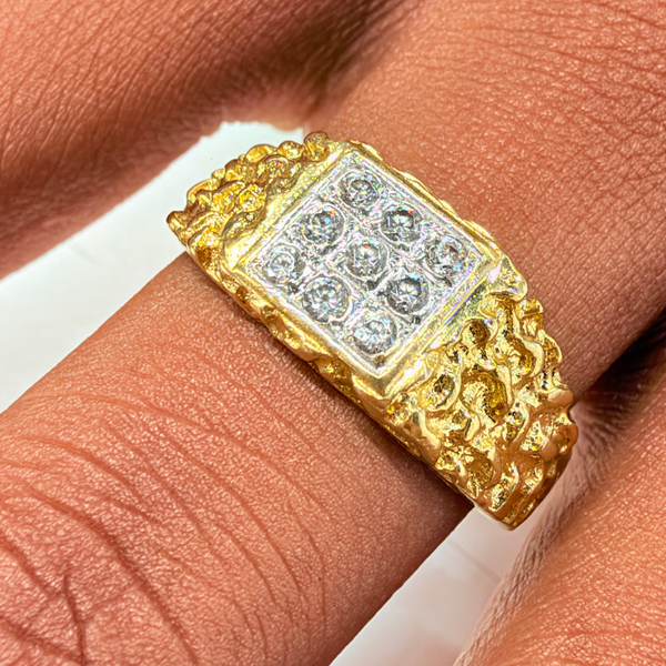 Chevalière en Or Jaune 18k avec Zirconium - Taille 68