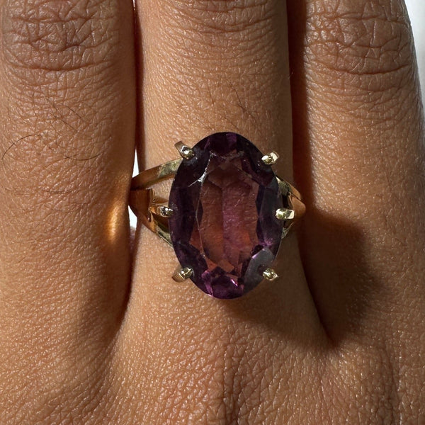 Bague en Or Jaune 18 Carats avec Améthyste - Taille 56