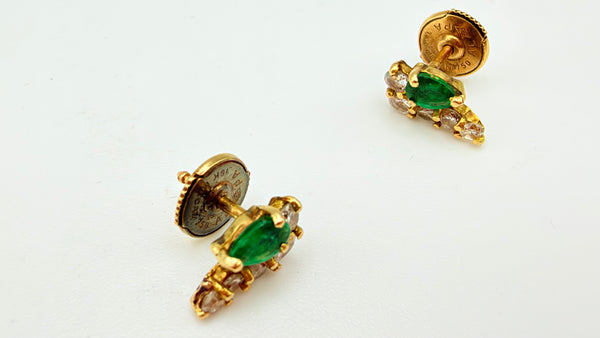 Boucles d'Oreilles Clou Or Jaune 18 Carats Fermoir Alpa