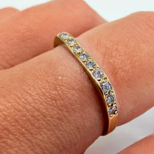 Bague en Or Jaune 18K avec 12 Diamants - Taille 55