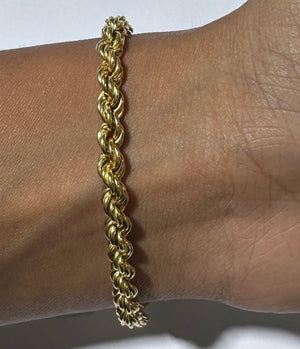 Bracelet chaîne corde en or jaune 18k