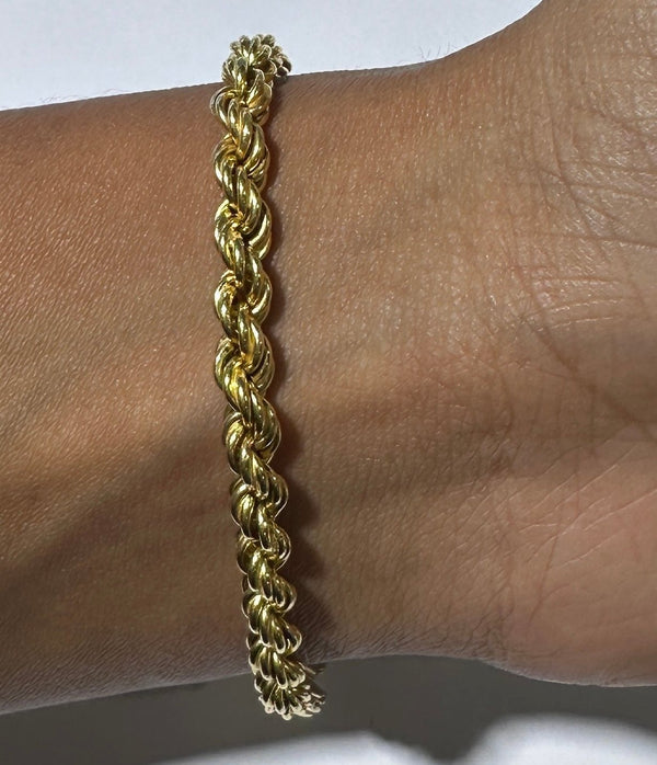 Bracelet chaîne corde en or jaune 18k