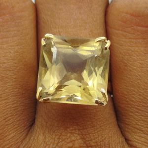 Bague Citrine en Or Jaune 18 Carats - Taille 52