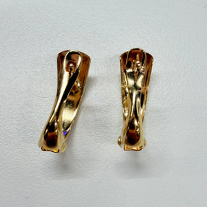 Boucles d'oreilles Dormeuse en Or Jaune et Blanc 18 K