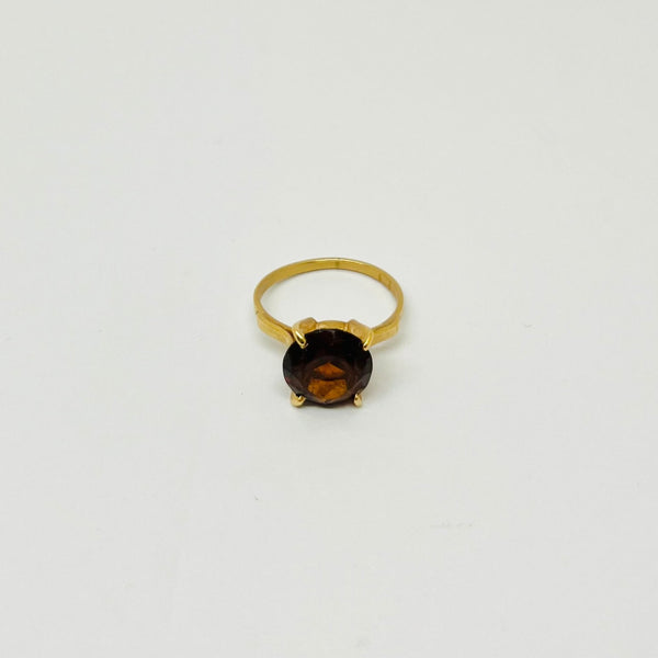 Bague Solitaire Or Jaune 18K avec Grenat - Taille 50