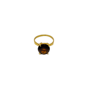 Bague Solitaire Or Jaune 18K avec Grenat - Taille 50