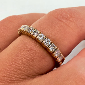 Bague Demi Tour en Or Jaune 18k avec Diamants - Taille 52