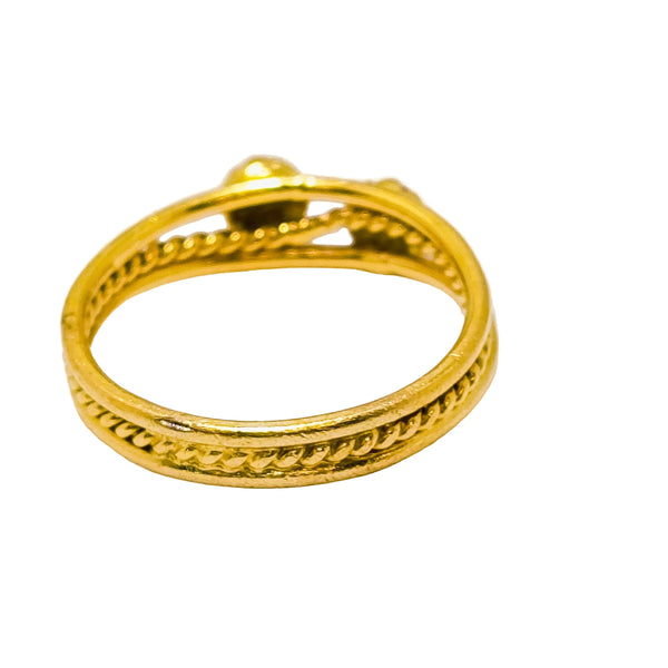 Bague Artisanale avec Zirconium en Or Jaune 18 Carats - Taille 46