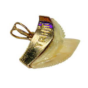 Pendentif Dent de Requin en Or Jaune 18K Gravé Tahiti