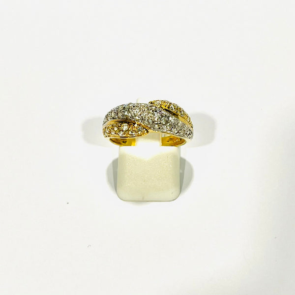 Bague avec Zirconium en Or Jaune et Or Blanc 18K - Taille 57