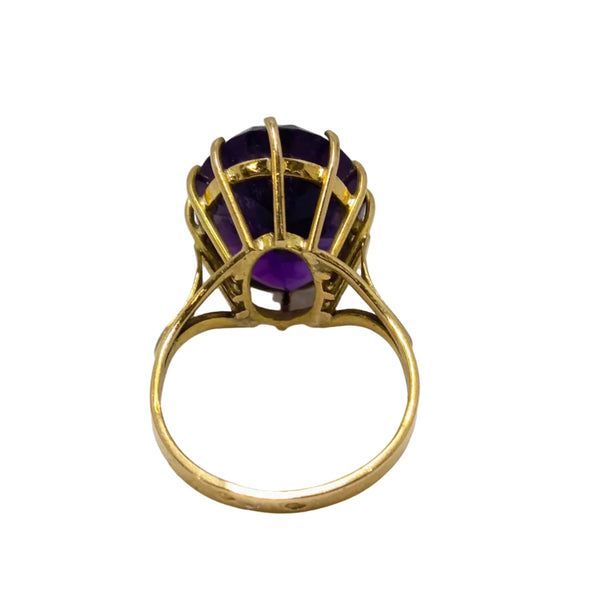 Solitaire en Or Jaune 18 Carats avec Améthyste - Taille 55