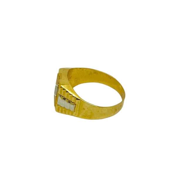 Bague Chevalière en Or Jaune, Or Rose et Or Blanc 18 Carats - Taille 64