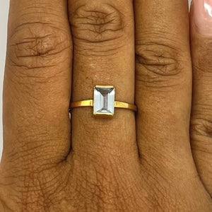 Bague Solitaire en Or Jaune 18 Carats - Taille 56