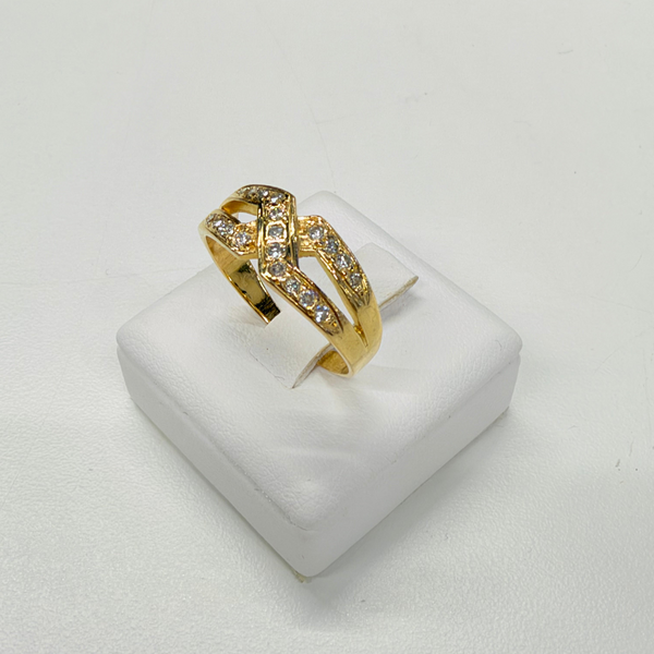 Bague en Or Jaune avec Diamants 18K Taille 57