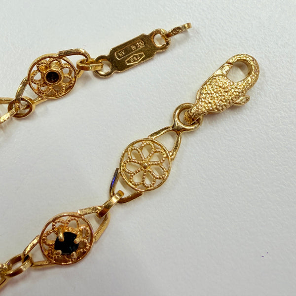 Bracelet Filigrane en Or Jaune 18k avec Saphir