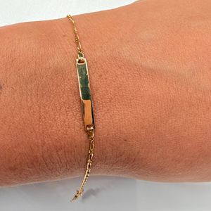 Bracelet Identité Maille Figaro Enfant Or Jaune 18 Carats