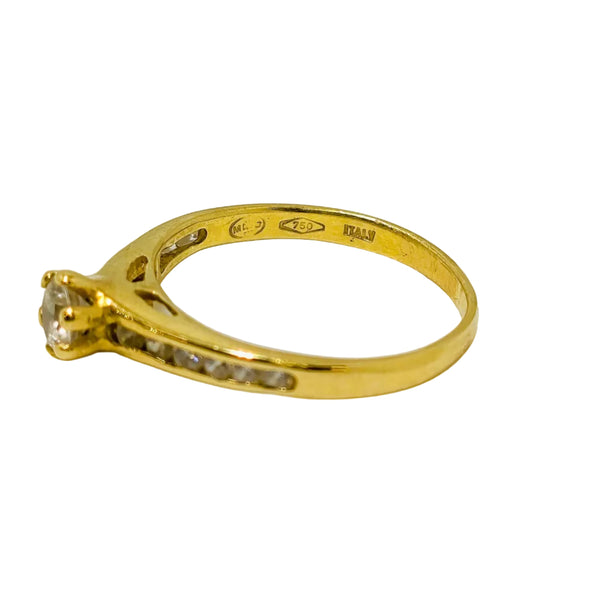Bague Solitaire en Or Jaune avec Oxyde de Zirconium 18K Taille : 50