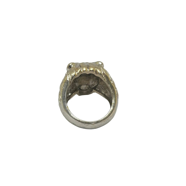 Bague Chevalière avec Rubis en Or Blanc 18 Carats - Taille 64