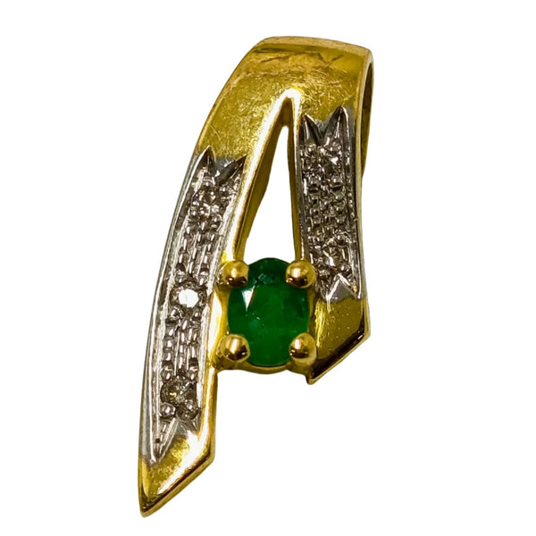 Pendentif Artisanal avec Oxyde de Zirconium & Diamants en Or Jaune 18K