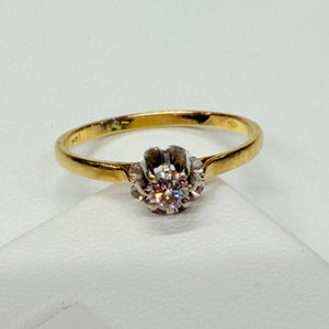Bague Solitaire en Or Jaune et Blanc 18k Taille 54