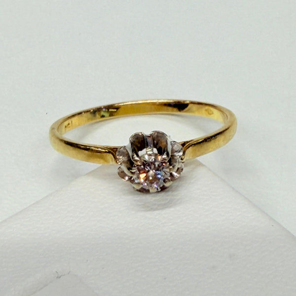 Bague Solitaire en Or Jaune et Blanc 18k Taille 54