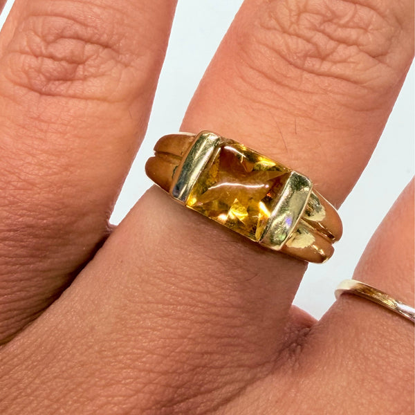 Bague en Or Jaune 18k avec Citrine - Taille 53