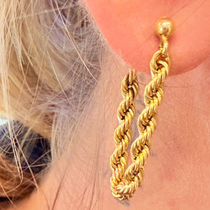 Boucles d'oreilles torsadées pendantes en Or Jaune 18k