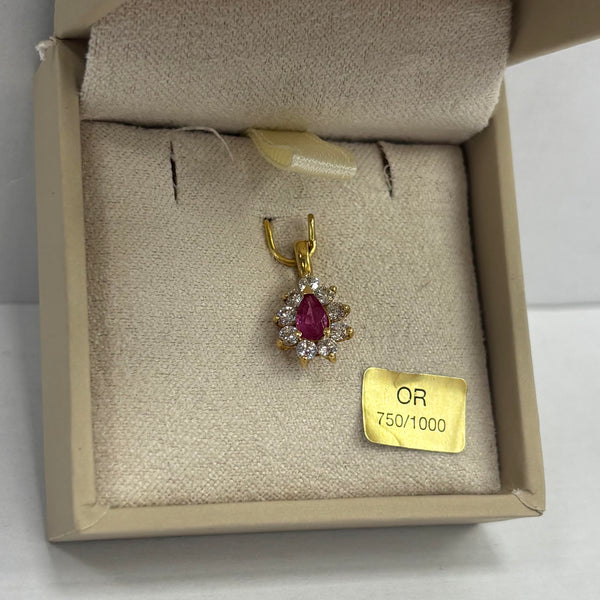 Pendentif marguerite en or jaune 18 carats avec pierres naturelles