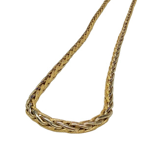 Collier Ras du Cou Maille Palmier en Or Jaune et Or Blanc 18k
