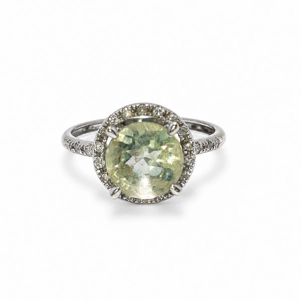Bague Solitaire Or Gris 18K Mauboussin avec Diamants et Topaze - Taille 51