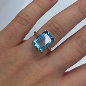 Bague Solitaire en Or Blanc avec Pierre Naturelle 18K Taille : 55