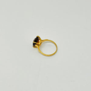 Bague Solitaire Or Jaune 18K avec Grenat - Taille 50