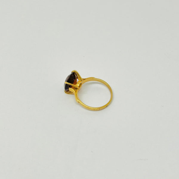 Bague Solitaire Or Jaune 18K avec Grenat - Taille 50