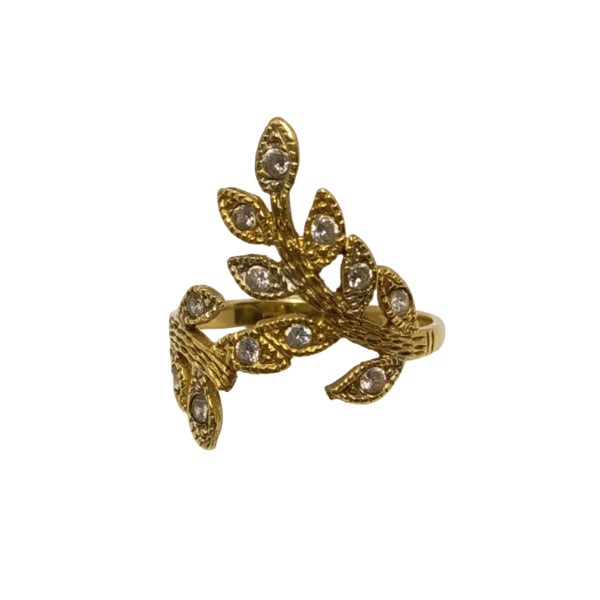 Bague Artisanale en Or Jaune avec Oxyde de Zirconium Taille : 57