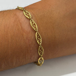 Bracelet Maillon Filigrane en Or Jaune 18k