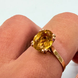 Bague en or jaune 18k avec citrine Taille 56