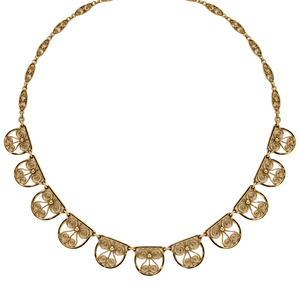 Collier Ras du Cou en Or Jaune avec Maille Filigrane 18K