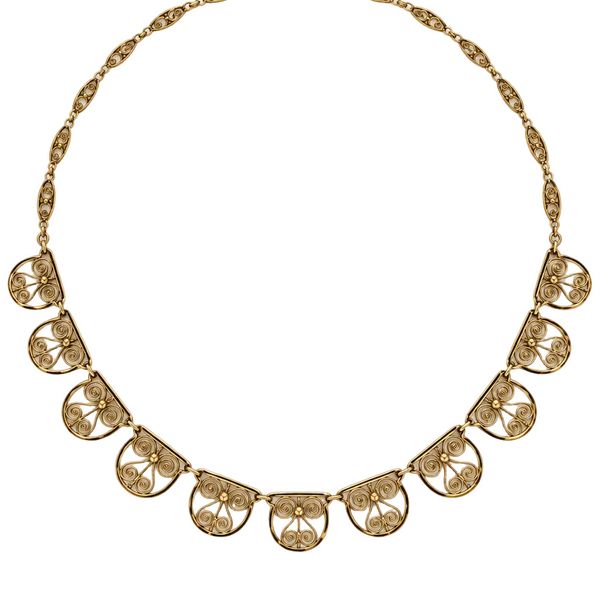Collier Ras du Cou en Or Jaune avec Maille Filigrane 18K