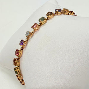 Bracelet en Or Jaune 18K avec Pierres de Couleurs