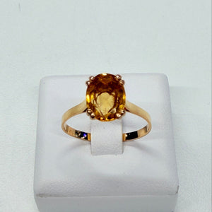 Bague en or jaune 18k avec citrine Taille 56