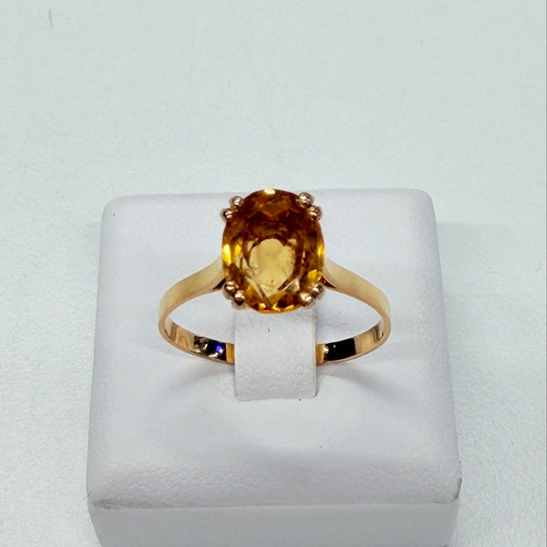 Bague en or jaune 18k avec citrine Taille 56